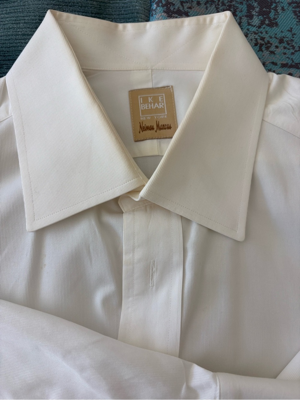 Ike Behar for Neiman Marcus Men's Ivory Dress Shirt with Texture: cuff sleeves